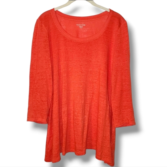 Eileen Fisher Tops - Eileen Fisher Coral 3/4 Sleeves Tunic Top Organic Linen
